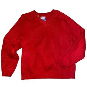 Vintage Sporthaus Don Thomas RED Sweater Wool Sweater Men’s 44 Large 1960s